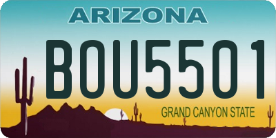 AZ license plate BOU5501