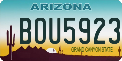 AZ license plate BOU5923