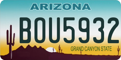 AZ license plate BOU5932