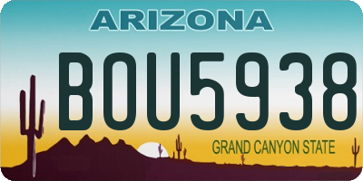 AZ license plate BOU5938