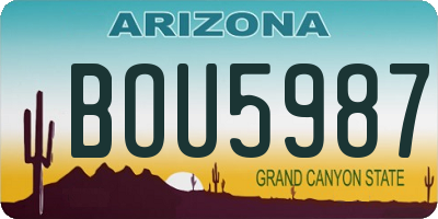AZ license plate BOU5987