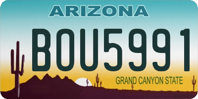 AZ license plate BOU5991