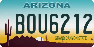 AZ license plate BOU6212