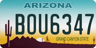AZ license plate BOU6347
