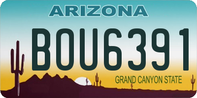 AZ license plate BOU6391