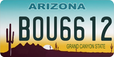 AZ license plate BOU6612