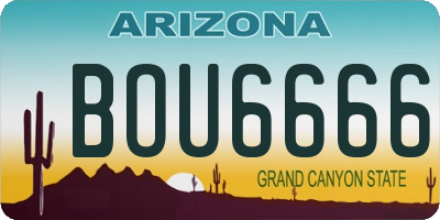AZ license plate BOU6666
