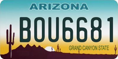 AZ license plate BOU6681
