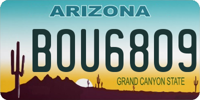 AZ license plate BOU6809