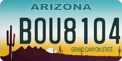 AZ license plate BOU8104