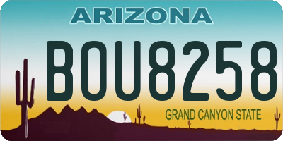 AZ license plate BOU8258