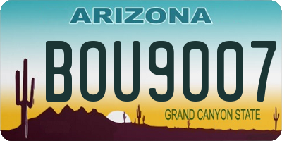 AZ license plate BOU9007