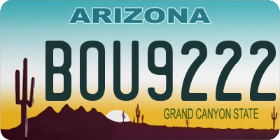 AZ license plate BOU9222