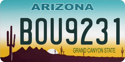 AZ license plate BOU9231