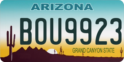 AZ license plate BOU9923