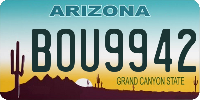 AZ license plate BOU9942
