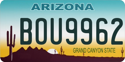 AZ license plate BOU9962