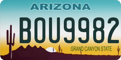AZ license plate BOU9982
