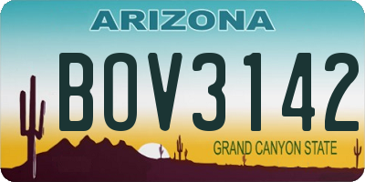 AZ license plate BOV3142
