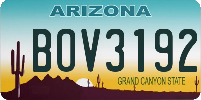 AZ license plate BOV3192