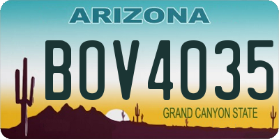 AZ license plate BOV4035