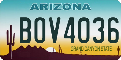 AZ license plate BOV4036