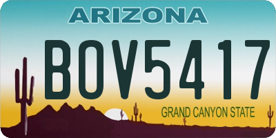 AZ license plate BOV5417