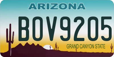 AZ license plate BOV9205