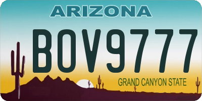 AZ license plate BOV9777