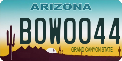 AZ license plate BOW0044