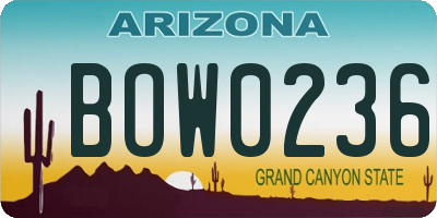 AZ license plate BOW0236