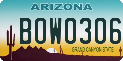 AZ license plate BOW0306