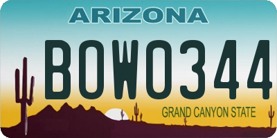 AZ license plate BOW0344