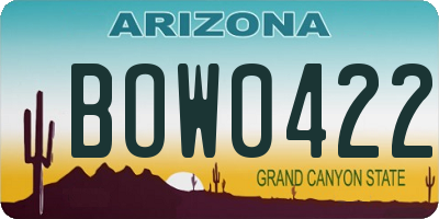 AZ license plate BOW0422