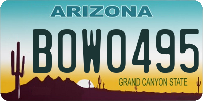 AZ license plate BOW0495