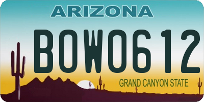 AZ license plate BOW0612