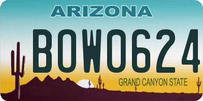 AZ license plate BOW0624