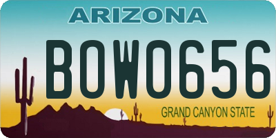 AZ license plate BOW0656