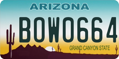 AZ license plate BOW0664