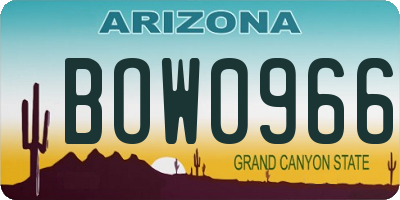 AZ license plate BOW0966