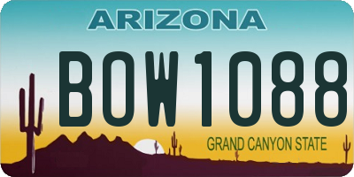 AZ license plate BOW1088