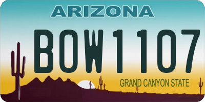 AZ license plate BOW1107