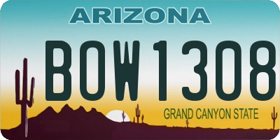 AZ license plate BOW1308