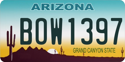 AZ license plate BOW1397