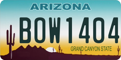 AZ license plate BOW1404