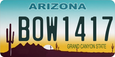 AZ license plate BOW1417