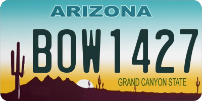 AZ license plate BOW1427