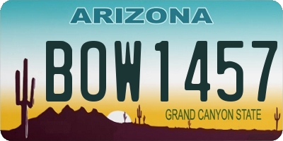 AZ license plate BOW1457