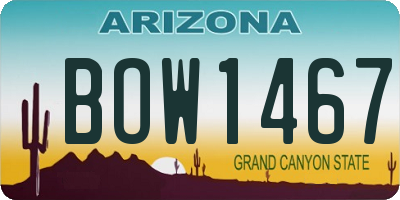 AZ license plate BOW1467