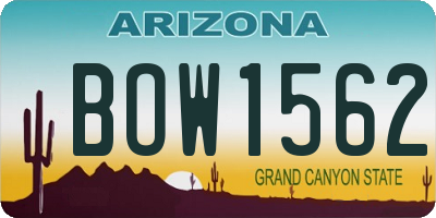 AZ license plate BOW1562